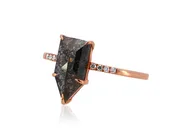 14KT Rose Gold Elongated Pentagonal Salt and Pepper Diamond Ring
