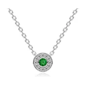 14k Diamond Emerald Donut Gallery Back Necklace (0.76.ct.tw)