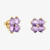 18K solid gold Earrings with amethyst Daisy