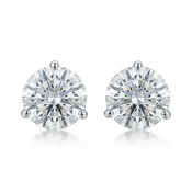 1.20 Carat Round Cut Diamond 14kt Three Prong Stud Earrings