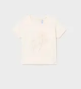 1009 Toddler Girls Sustainable Cotton Embroidered Floral Tone-on-Tone Tshirt - Chickpea