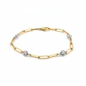 14k Bicolor Diamond Paperclip Bracelet