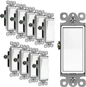 15 Amp Decorator Switch, Single Pole, Residential Grade, 120/277V, White, 10 Pack