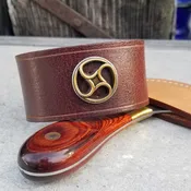 1 1/4" Wide Steampunk Wheel Snap Cuff - Brown