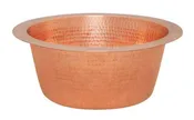 12" Round Hammered Copper Bar Sink with 2" Drain Opening in Polished Copper