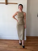 Cache tan linen dress