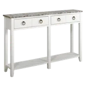 2 Drawer Entry Table Boardwalk Top and Plank Shelf AW
