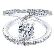 14k White Gold Modern Nova Split Shank Engagement Ring Mounting