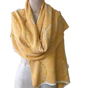 100% Italian Spun Egyptian Cotton Body Cocoon Wrap: Forest Fern Print Yellow + Cream