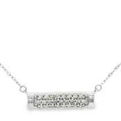 10K WG Nat Dia Fancy Bar Link 18″ Necklace