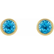 14KY/Swiss Blue Topaz/Micro Round 2.5MM Bezel Set Earring