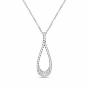 Charles Krypell 18K White Gold Precious Pastel Collection Diamond Teardrop Pendant Necklace