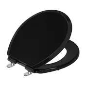 Topseat Pro Elite Heavy-Duty Wood Toilet Seat with Magic Hinge, Round, Black