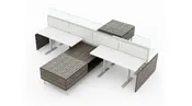 4 Person Open Low 60″ wide cubicle with Height Adjustable Worksurface