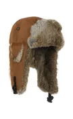 Mad Bomber Brown Canvas Bomber Hat with Brown Rabbit Fur