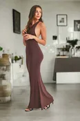 Bri Backless Brown Maxi Dress