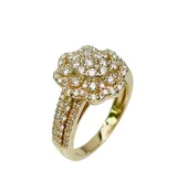 1.00 CT. T.W. Round Diamond Floral Cluster Ring | Multi-Row 14K Gold Band