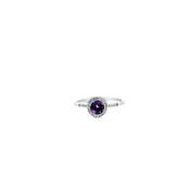 14K White Gold Amethyst Diamond Halo Martini Ring