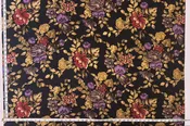 100% Silk Brushed Twill Floral Fabric - Black,Gold, Purple and Burgundy-44" wide