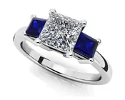 3 Stone Princess Gemstone Ring In Yellow White Gold Or Platinum