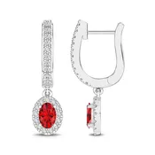 14K White Gold Ruby & Diamond Earrings