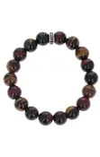 10mm Brown Tiger Eye Beaded Bracelet with Logo Ring