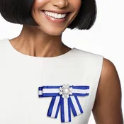 Blue & White Bow Tie Style Brooch