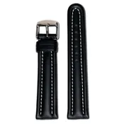 18mm Smart Watch Band | Quick Release | Calf Leather | Black | White Stitch