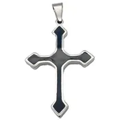 Black Cross Necklace with Stainless Steel Cross Pendant