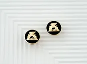 Sigma Pi Phi Round Cuff Links-Gold Tone/Black — Fourteen Karat Plus, Inc.