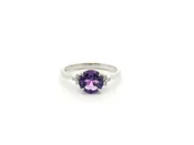 Amethyst Diamond Side Cluster Ring