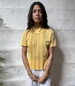 1950s yellow knife pleat school girl shirt / 50s rockabilly micro pleat blouse — Dusty Rose Vintage