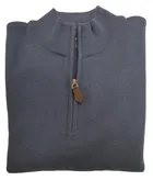 1/4 Zip Mock Sweater in Dark Denim Cotton Blend