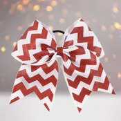 6.5  Glitter Chevron Gross Grain Christmas Cheer Bow
