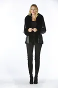 Black Leather Jacket with Fox Trim