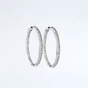 White Gold and Diamond Pavé Hoop Earrings
