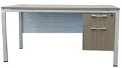 60″  Desk with Modesty Panel and Floating Pedestal – Driftwood Modern Office Desk