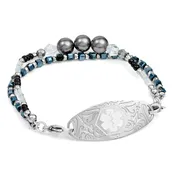 Black and Grey Pearl Stretch Medical Bead Bracelet-AA7281