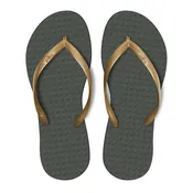 Women's Sustainable Flip Flops Grey with Golden Straps