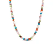 14k California Days Mix Gemstone Knotted Necklace with Diamond Rondelle - 17"
