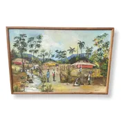 Signed RAOUL MARIOUS Modern Village Original painting — Yardley Home