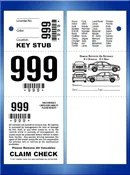 3 Part Bar Code Valet Tickets with Car  Diagram #VT3BCC2