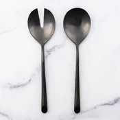 Fork and Spoon Serving Set - Black Servers, Set Of 2