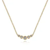 14K Gold Curved Diamond Bar Necklace