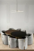 79"Long Modern Irregular Kaylee Luxury Dining Table Set with 8 Gray Chairs
