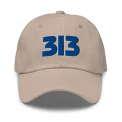 313 Detroit Embroidered Dad Hat - Stone / Blue
