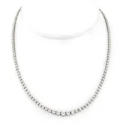 14K White Gold 5.25ctw Graduated Diamond Riviera Tennis Necklace 16.5" #J70029-1