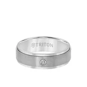 7MM Titanium Ring – Solitaire Satin Finish and Step Edge