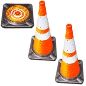 28" Lighted Collapsible Traffic Cone 2 Pack with Bag