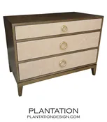 Adams 3-Drawer Side Table, Stained w/Fabric Fronts